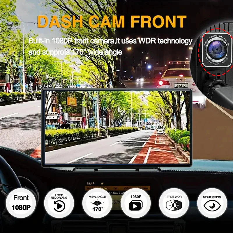 7/9" Wireless Carplay Android Auto Automotive Multimedia GPS Car Play Car radio With Built-in Dashcam Car intelligent systems