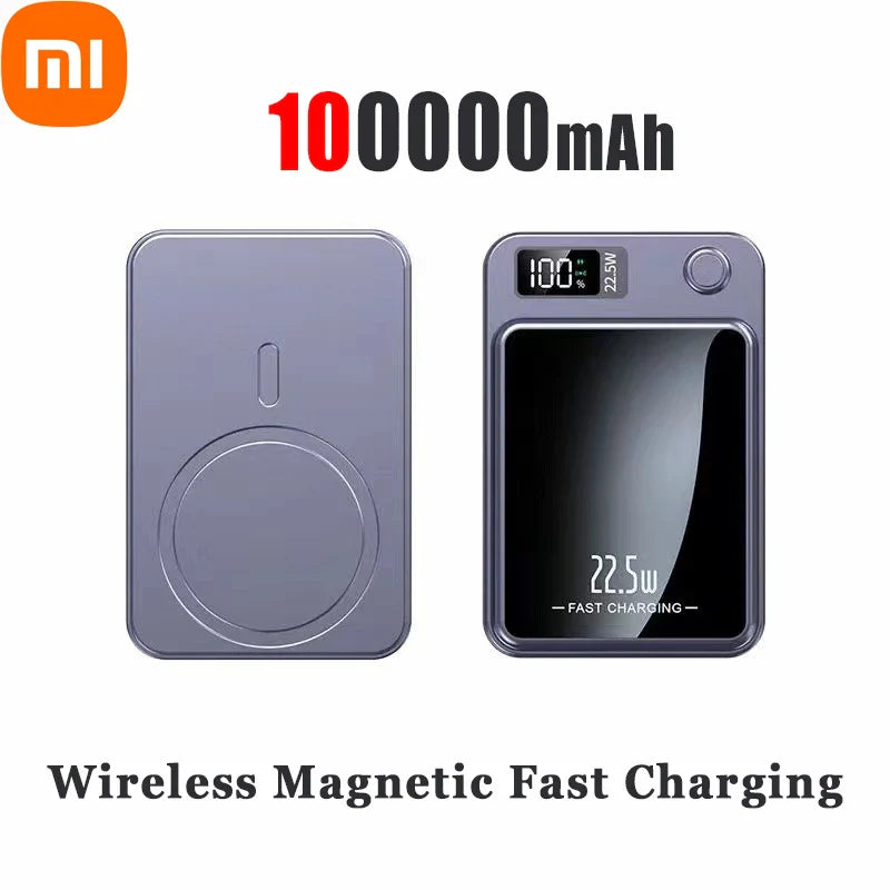 Xiaomi 100000mAh Wireless Magnetic Power Bank Magsafe50000mAh Wireless Fast Charging Thin Portable Waterproof Free Shipping