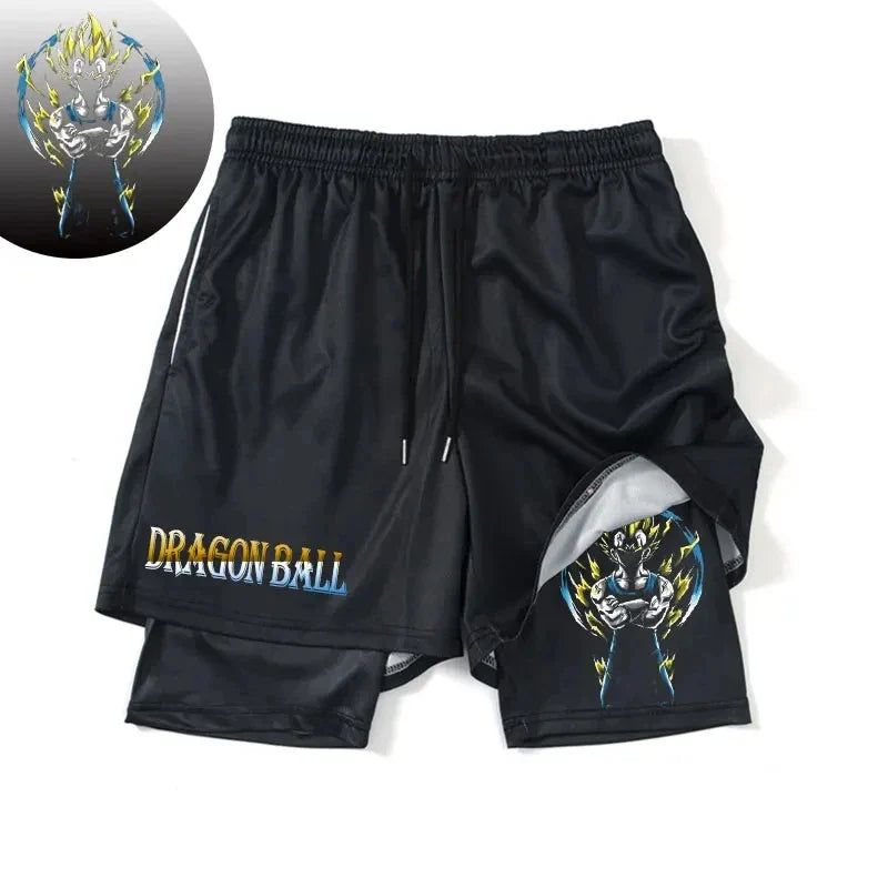 New Print Anime Shorts Men Women 2 in 1 Quick Dry Mesh Gym Shorts to Fitness Running Summer Black Performance Scanties