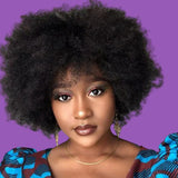 Peruvian Human Hair Short Sassy Human Hair Wigs Natural Brown Burgundy Fluffy Afro Kinky Curly Wig For Black Women Remy