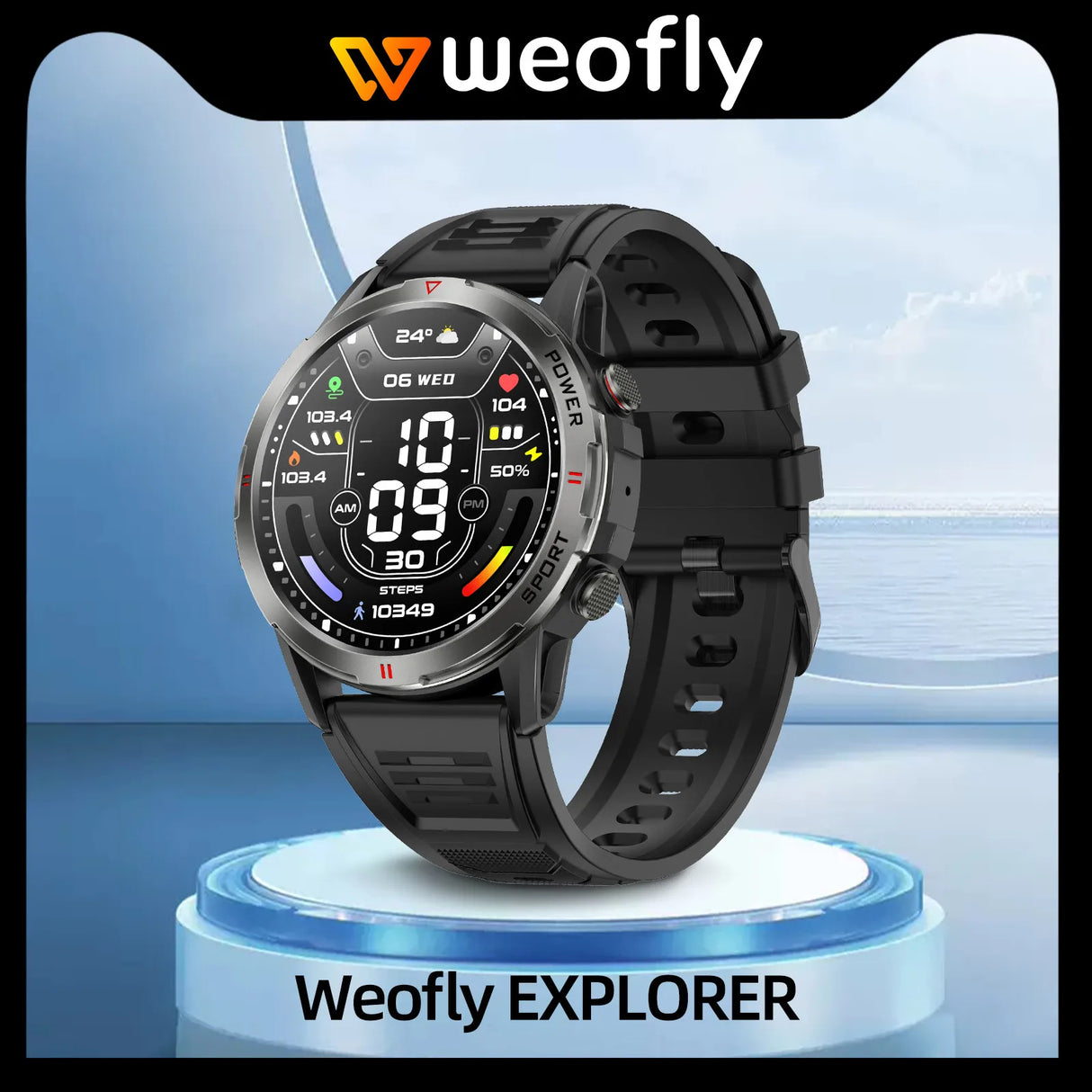 WEOFLY Smart Watch 1.43inch Large AMOLED Screen BlE5.2 Calling Wristband Heart rate detection Men Sport Smartwatch Outdoor