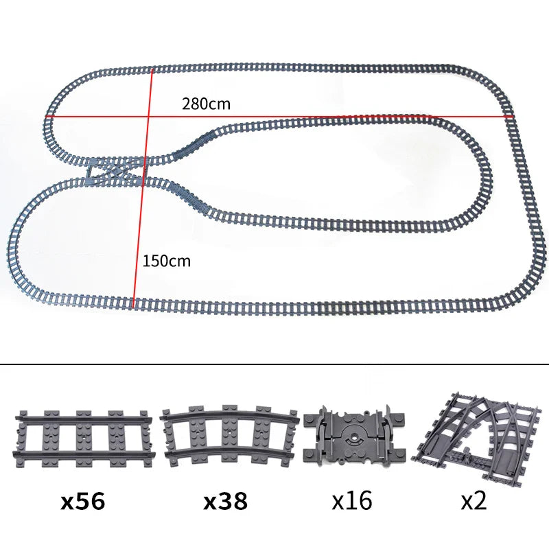 City Trains Train Track Rail Bricks Model Toy Soft Track Cruved Straight For Kids Gift Compatible All Brands Flexible Railway