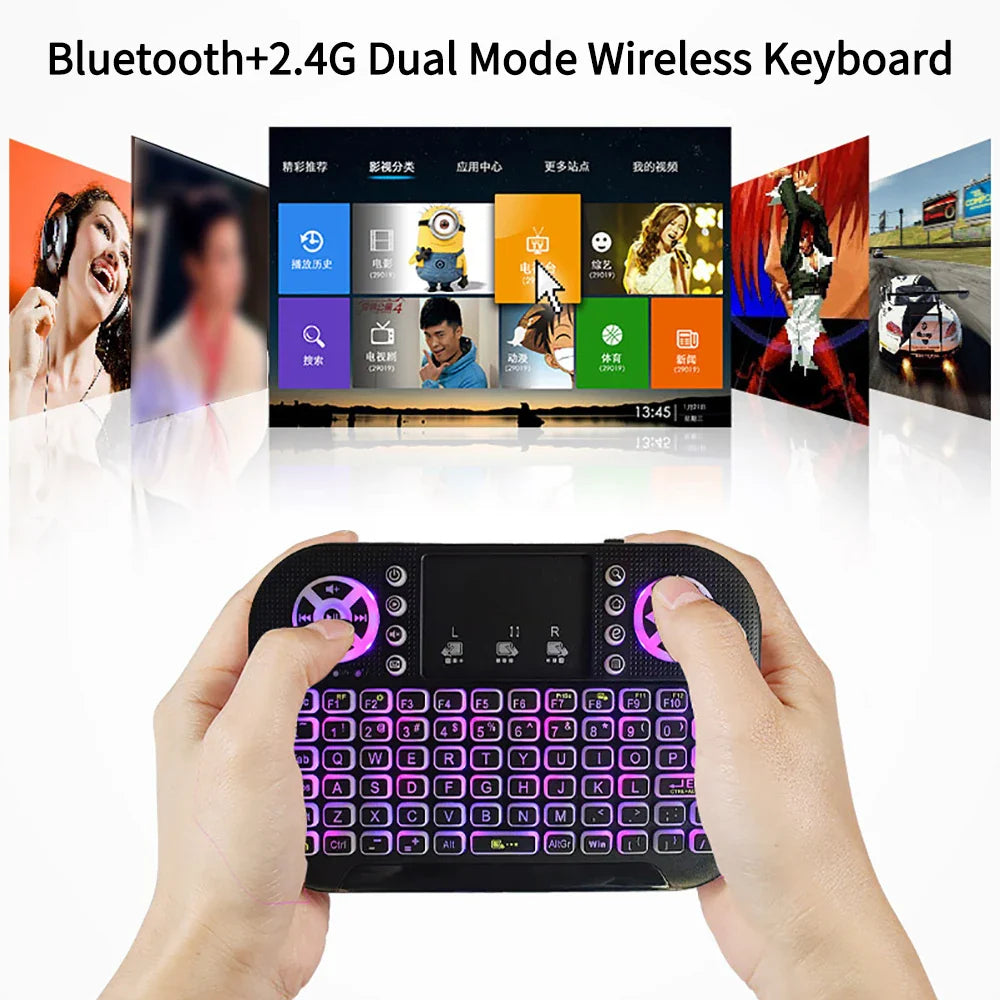 A8 Mini 2.4G Keyboard Backlight Bluetooth Air Mouse Wireless Touchable Remote Control for Smart TV Box Desktop Touchpad PC