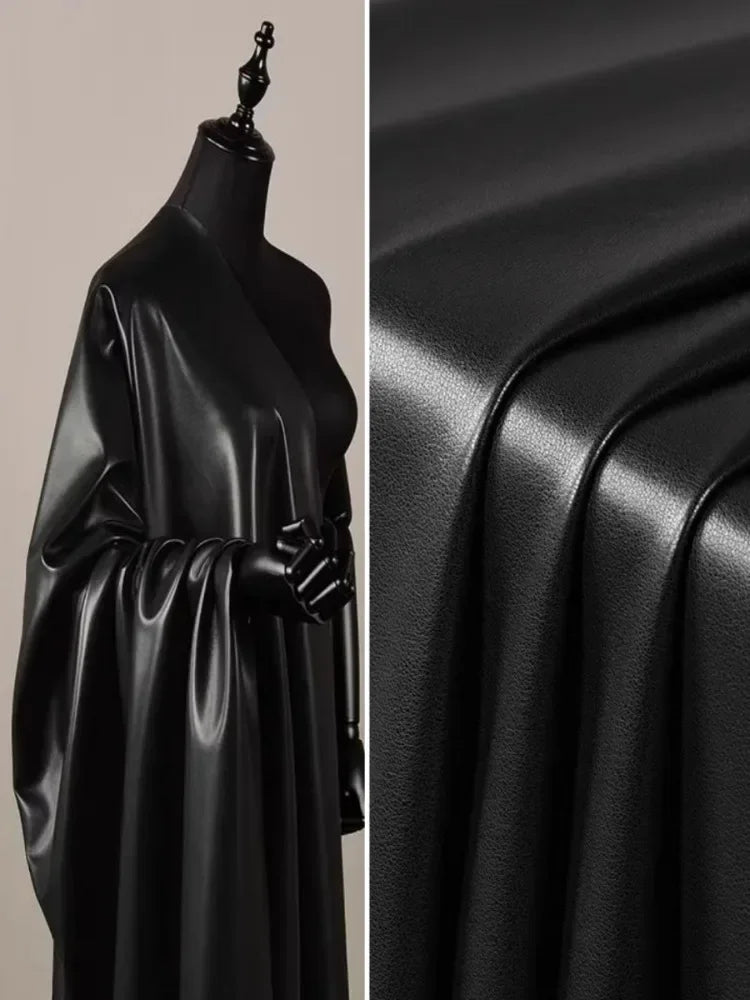 True Protein Leather Fabric Soft Black Silky Highly Elastic Leather Clothing Bag Fabric Cloth for Diy Apparel Sewing Material