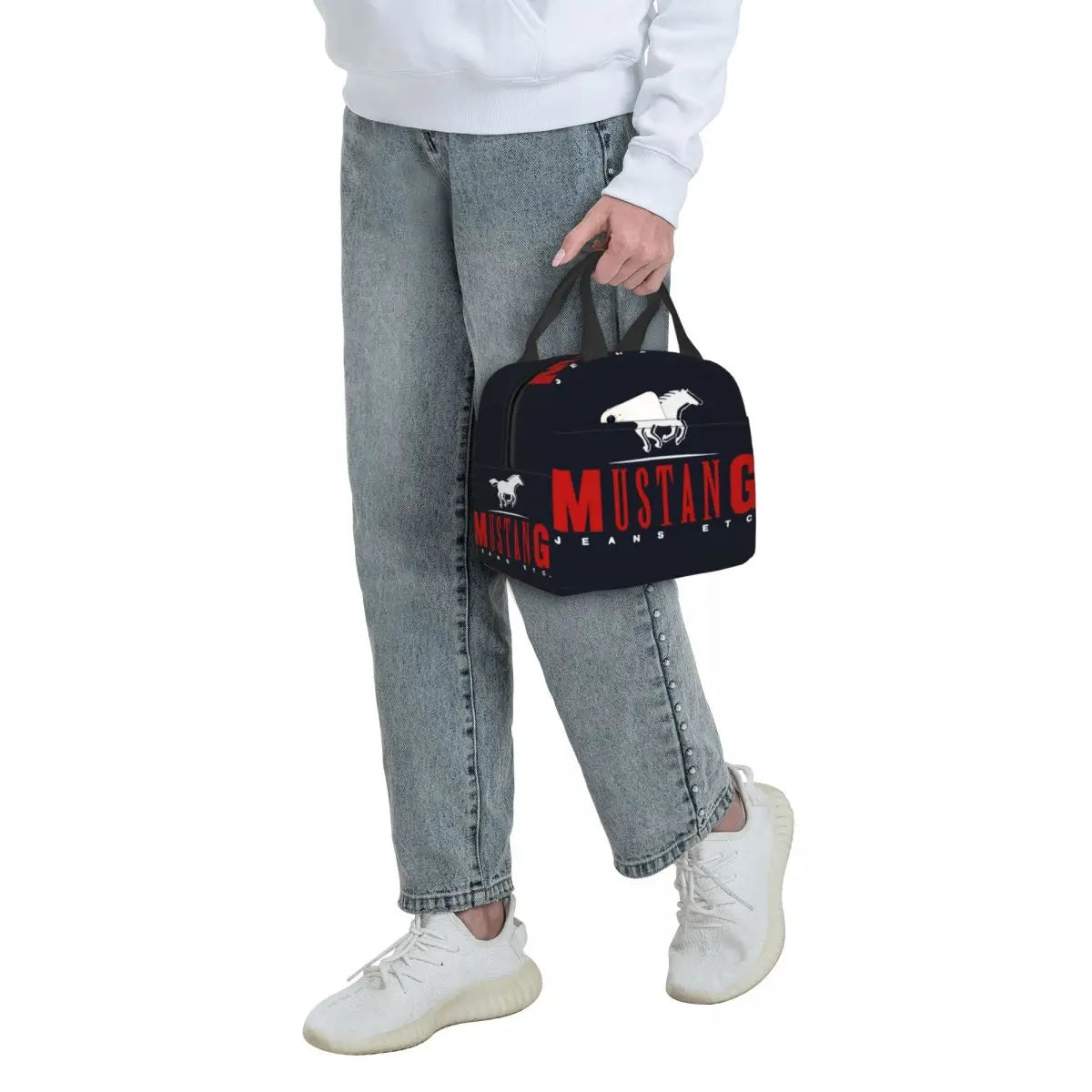 Top High Quality Mustang Jeans Thermal Insulated Lunch Bags Reusable Bento Pouch Large Tote Lunch Box Picnic Boy Girl