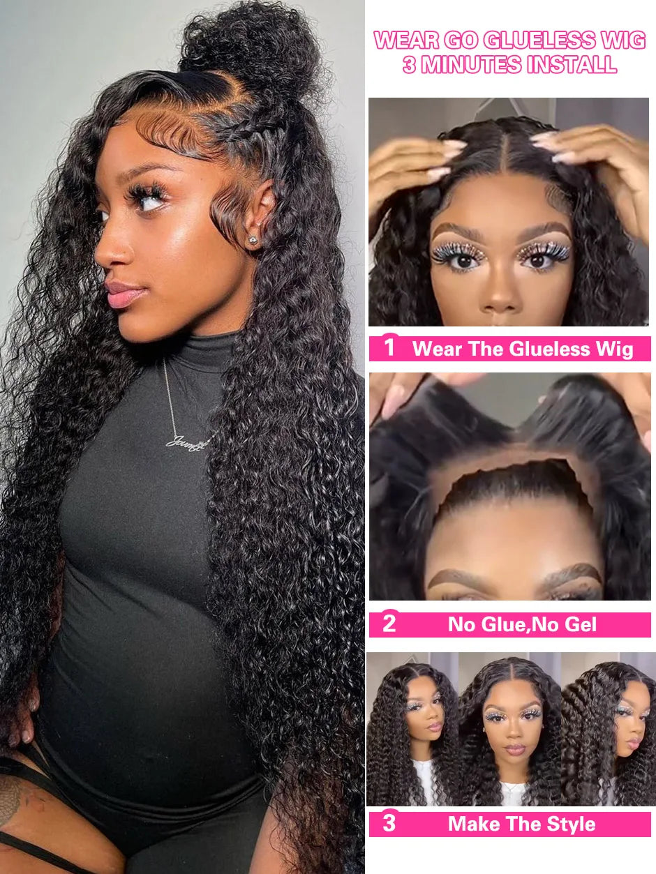 Wear And Go Glueless Human Hair Wig 13x6 Curly Human Hair Wig 7x5 Glueless Wig Human Hair Ready To Wear Deep Wave Wig Preplucked