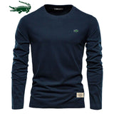 100% Cotton Long Sleeve T Shirt For Men Embroidery Casual Mens T-shirts High Quality Male Tops Classic Clothes Men's T-shirts