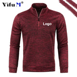 Custom Your Logo Men's Sweatshirts Half Zipper Pullover Male Long Sleeve Flleece Sweater Standcollar Snowflakes Hoodies Men New