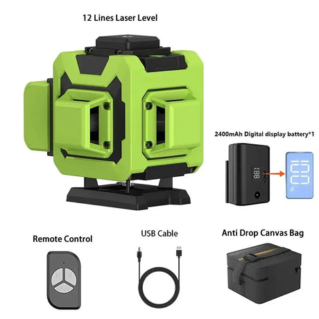 LFINE Laser Levels 4D 16 Lines 8 Lines Horizontal Vertical Cross Green Laser With Remote Control 360 Self-leveling Laser Level