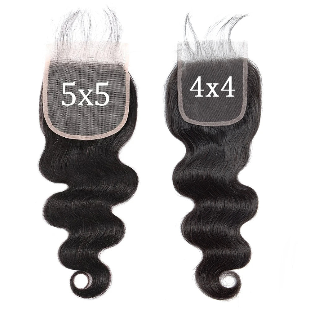 Body Wave Bundles With Closure Brazilian Hair Weave Bundles With Closure Frontal Human Hair Bundles With 4X4 5x5 Lace Closure