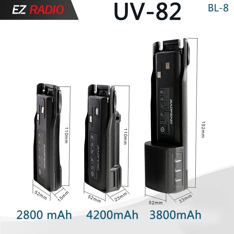 Baofeng UV 82 Battery BL-8 Walkie Talkies Ham Radio 2800mAh Enlarge 3800mah UV82HX Battery UV-8D UV-82HP UV-89 Radio Accessories