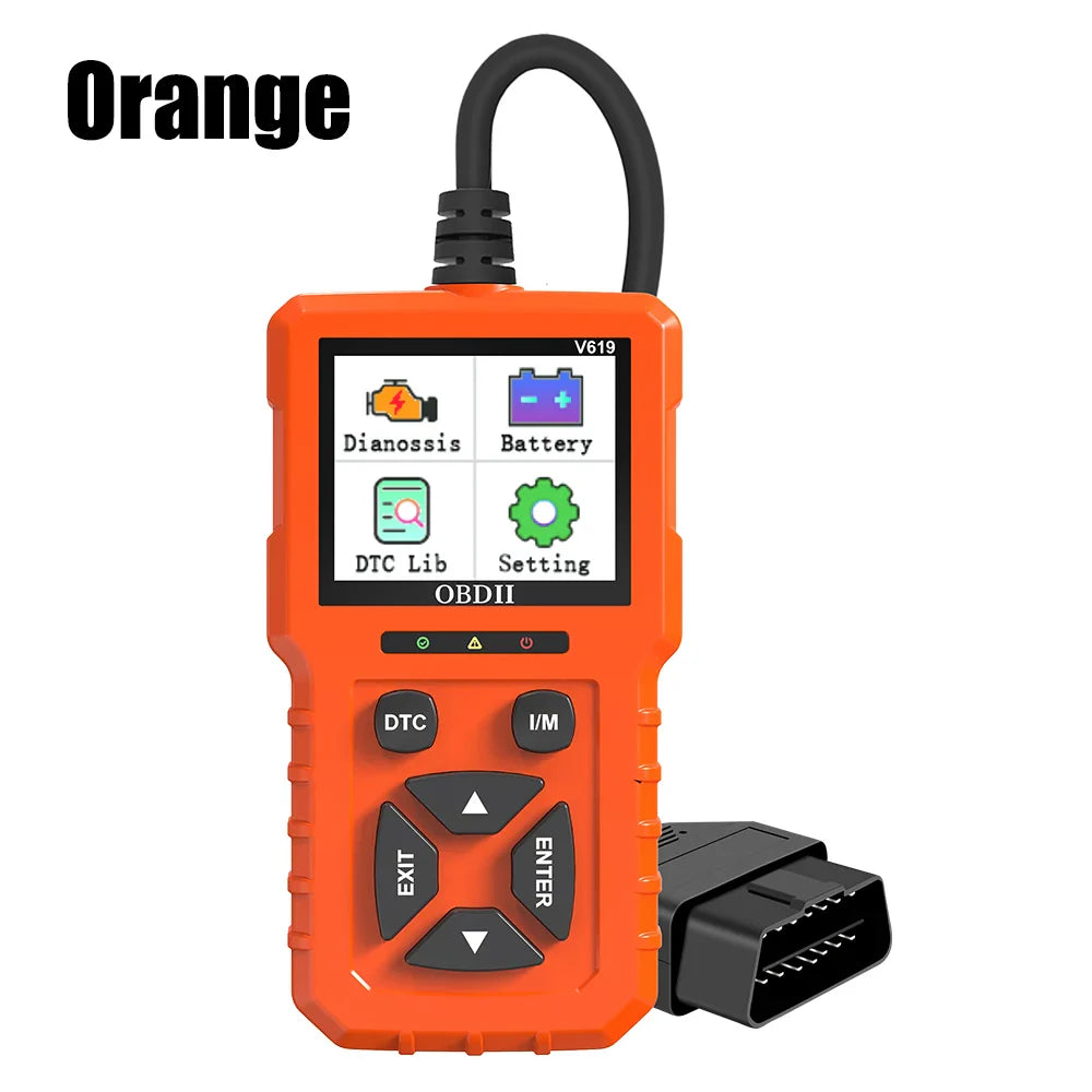 V619 12V Car OBD2 Diagnostic Tools OBD 2 Scanner Check Engine System Battery Tester Code Reader O2 Sensor Test Auto Accessories