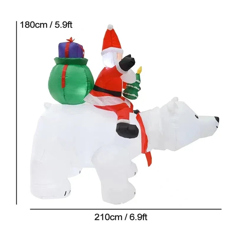 Christmas Inflatable Decoration Toy Built-in LED Lights Inflatable Model Indoor Outdoor Ornament Xmas Party New Year Garden Deco