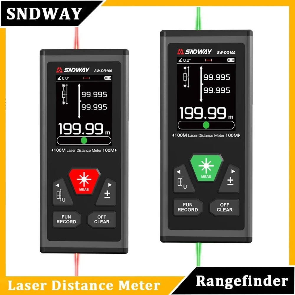 SNDWAY Laser Distance Meter Digital Rangefinder Mini Laser Tape Measure Range Finder Professional M/In/Ft Laser Measuring Meter