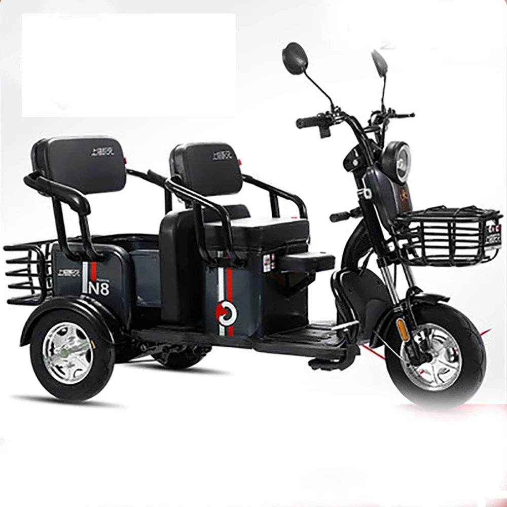 600W 48V  Three-wheeled Electric Motorcycle with Lithium Battery Range to 65KM  Ebike for Elderly