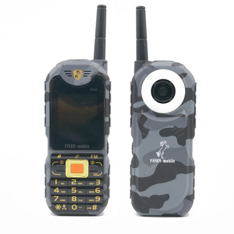 Camouflage Mobile Phone with Antenna FM Radio Power Bank Torch Bluetooth 4 SIM Card Russian Keyboard GSM 2G Cellphones