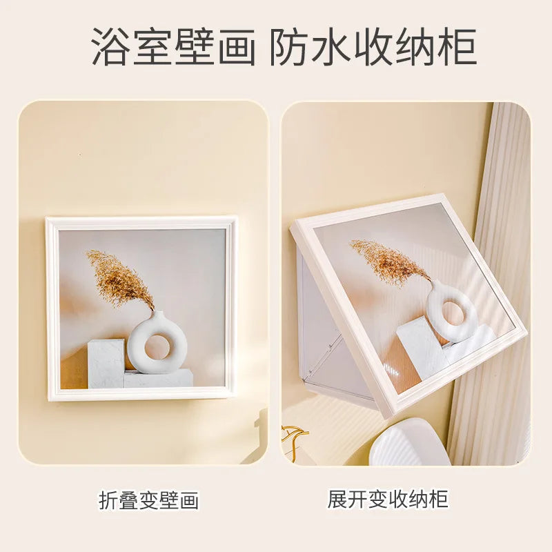 Bathroom Mural Storage Cabinets Bathroom Non Perforated Storage Rack Waterproof Wall Mounted Shower Clothes Storage Cabinets