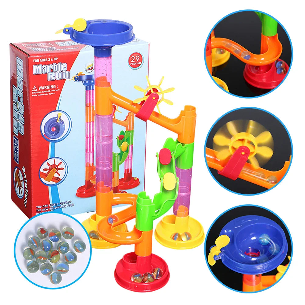 29pcs DIY Building Blocks Toy Funnel Slide Brick Marble Maze Balls Track Tubular Children Labyrint Rolling Educational Toys