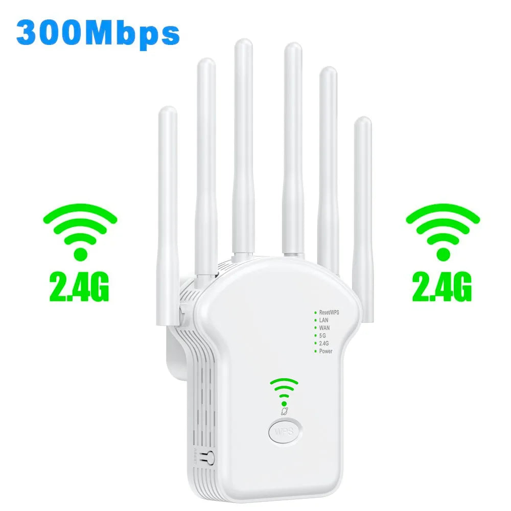 1200Mbps Wireless WiFi Repeater WiFi Signal Repeater Dual-Band 2.4G 5G WiFi Extender Antenna Network Amplifier WPS Router