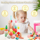 Children Wooden Colored Stone Balanc Building Blocks Educational Toy Creative Nordic Style Stacking Game Rainbow Wooden Toy Gift