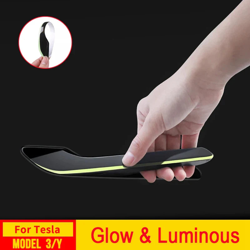 USVOTOV For Tesla Model 3 Y Door Handle Cover Glow Protector Luminous At Night Sticker Soft Wrap Kit Car Organizer Accessories