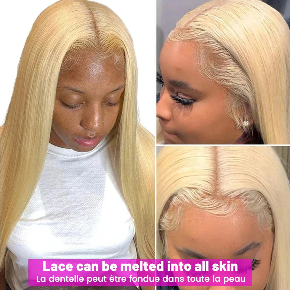 13x6 13x4 613 Blonde Color Lace Front Human Hair Wigs For Women HD Transparent Brazilian Remy Straight Frontal Wig Human Hair