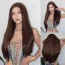 Natural Black Long Straight Synthetic Women Wigs Middle Part for Women Afro Daily Cosplay Party Heat Resistant Fiber Wig