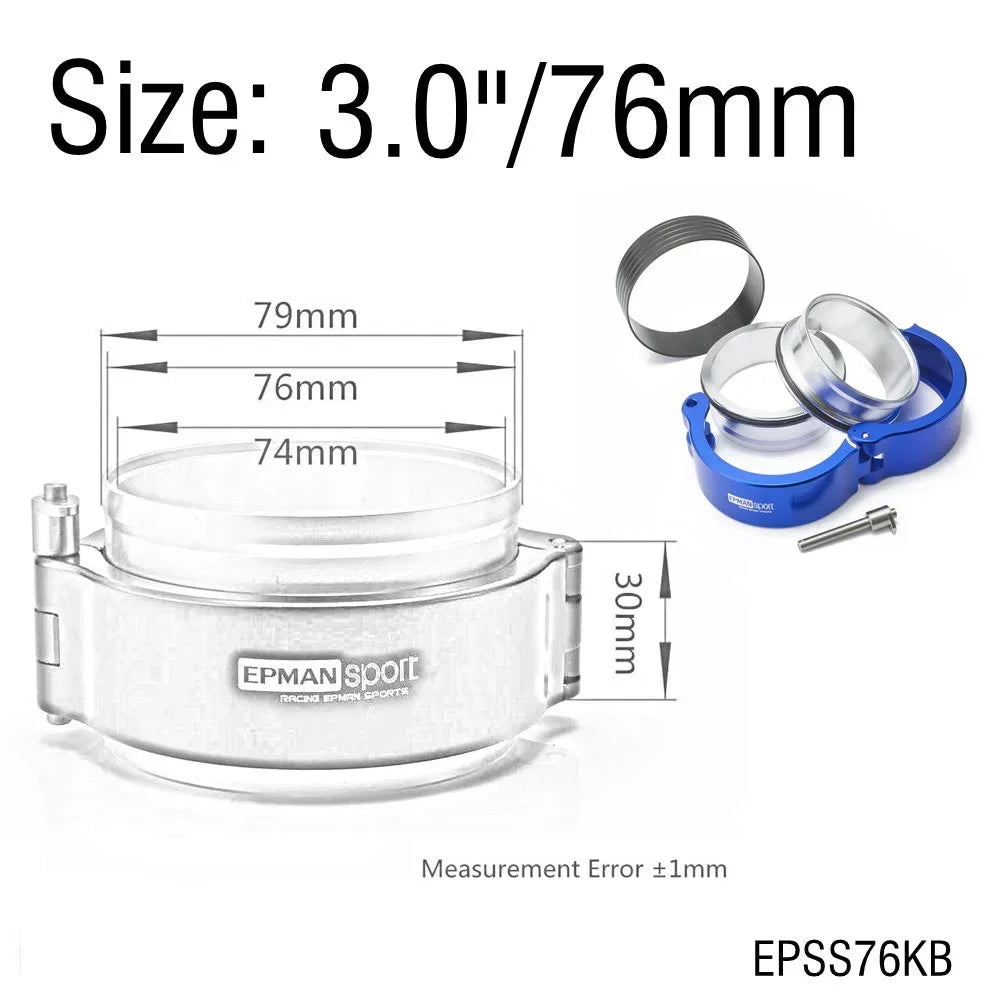 EPMAN HD Clamp System Assembly Exhaust V-band Clamp Quick Release For 2.0"/2.5"/2.75"/3.0" OD Exhaust / Intercooler Pip/Turbo