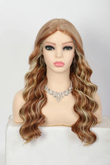 Kalyss Synthetic 18 Inches Ombre Blonde Curly Wavy Wigs Middle Part Body Wave Wig Full Machine Made Wig for Black White Women