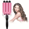 Pink 3 Barrel Hair Crimpers, Professional Hair Curling Lron, CeramicTriple Barrel Hair Styler