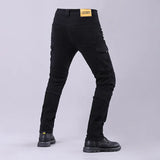 Double Zipper Metal Style Motorcycle Pants Men For Woman Outdoor Riding Jeans Motocross Moto Trousers With Protective Gear