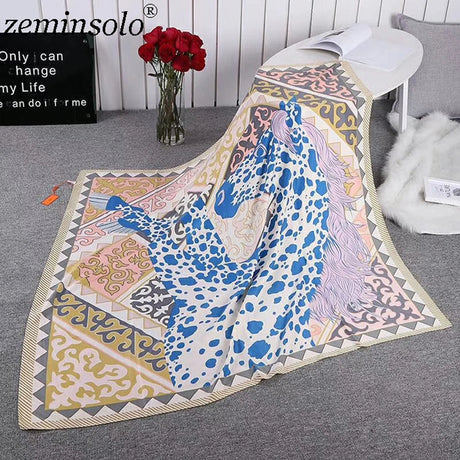 100% Twill Silk Scarf Women Print Shawl Echarpe Fourlard Femme Square Scarves For Women Hijab Bandanas Bufandas Mujer 130*130cm