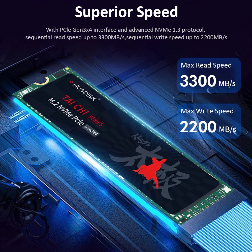 HUADISK SSD NVMe M2 1TB 512GB Internal SSD Drive TLC PCIe3.0 3300MBps Speed for GIGABYTE/MSI/ X99 X79 for DIY Gaming Computer PC