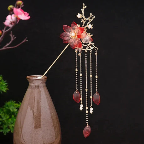 Vintage Hair Sticks Hairpins Chinese Hanfu Hair Accessories Flower Tassel Hair Forks Chopsticks Girls Party Headpiece Jewelry