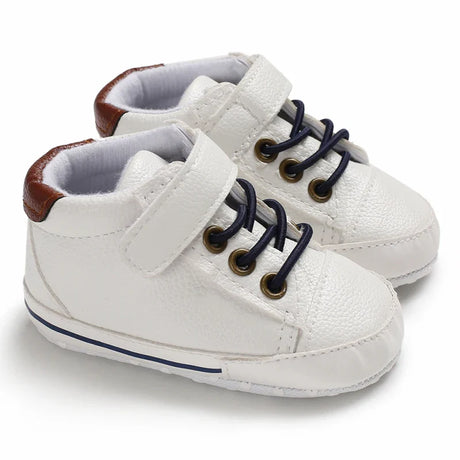 Newborn Baby Shoes Boy Girl Classical Sport Soft Sole PU Leather Multi-Color First Walker Casual Sneakers White Baptism Shoes