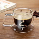 2023 New Simplicity Glass Cup Coffee Drinkware Insulation Double Wall Glass Cup Spoon Gifts Hot  European Style Transparent Mugs