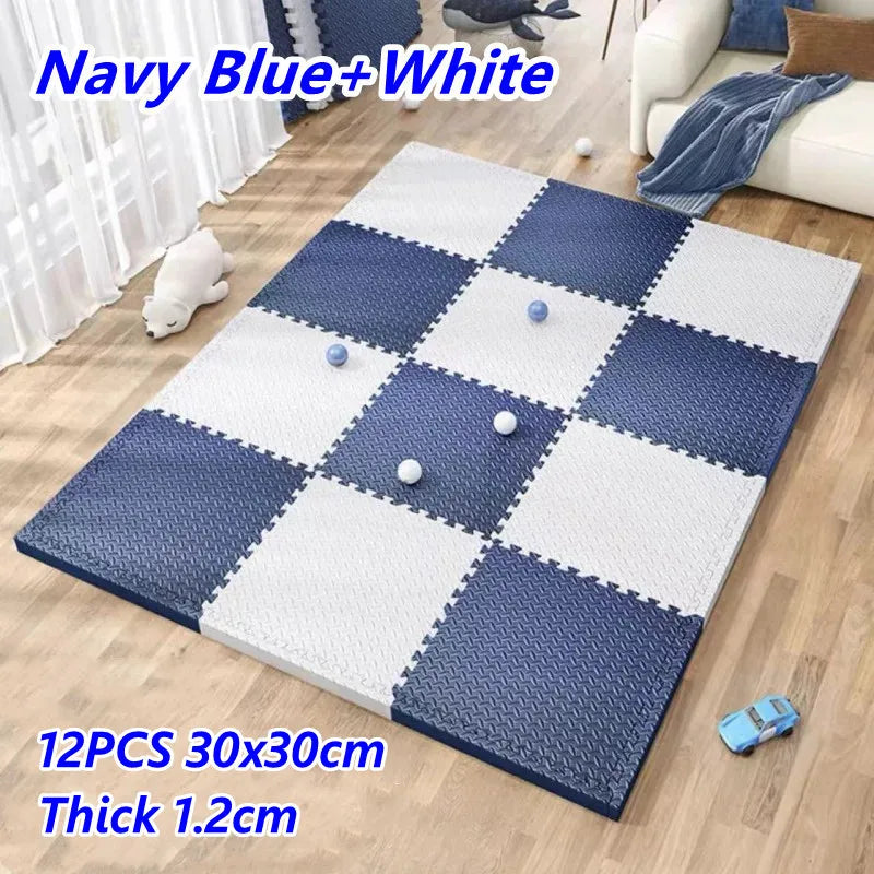 Baby Game Mat 12PCS Puzzle Mat Thick 1.2cm Play Mats 30x30cm Foam Puzzle Mat Floor Mats Gym Crawling Mat Kids Foot Mat Baby Rugs