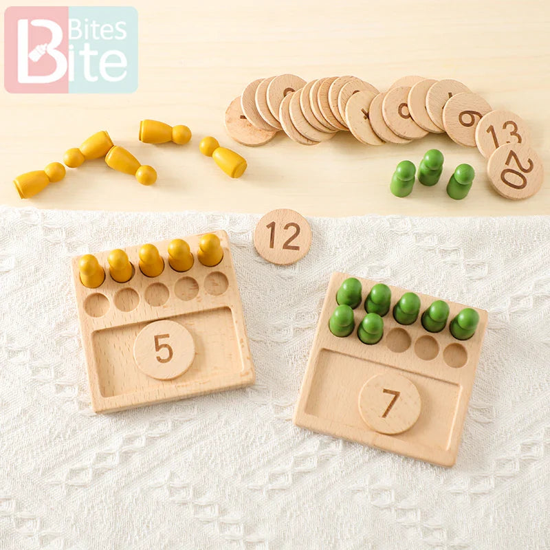 Montessori Counting Board for Girls Boy Tracing Board Double Sided Uppercase & Lowercase Letters Number Educational Wooden Game