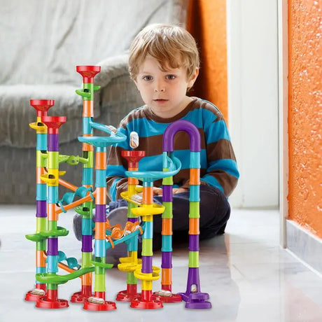 Marble Slide Toys Marble Run Race Track Building Blocks 3D Maze Ball Roll Toy DIY Marble Run Race Coaster For Boys And Girls