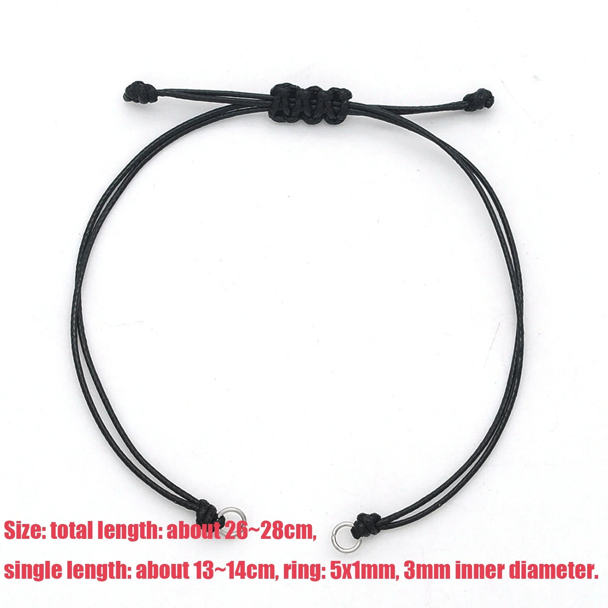 5pcs Black Braided Waxed Cord Thread Rope with 304 Stainless Steel Loop for Women Men DIY Bracelet Jewelry Making Findings Gift