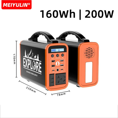 160Wh Portable Power Station 200W Emergency Outdoor External Spare Battery 220V LiFePO4 Solar Generator Power Supply Camping