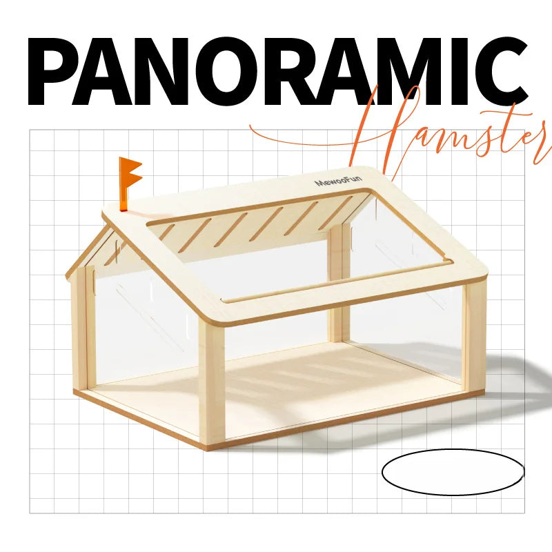 Hamster Cage Oversized Wooden Hamster House and Habitats Acrylic Viewing Cage Breeding Nest Supplies Small Animals Houses