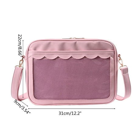 Japanese Harajuku Ita Bag for Women PU Transparent Pocket Itabag High School Girls Uniform JK Crossbody Shoulder Bag