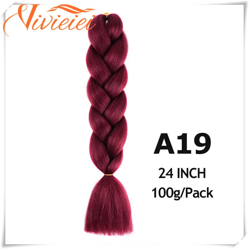 6 Pcs 24” Synthetic Braiding Hair Pink Jumbo Braids Hairstyles Purple Blue Blonde Ombre Hair Extensions For Women 100G/Pack