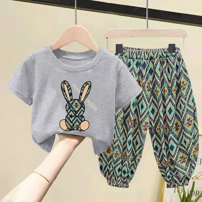 Summer Cotton Children Clothing Set Boy Girl Clothes Suit Baby Sets Tshirt + Pants 2 Piece Toddler Loungewear Soft Tracksuit