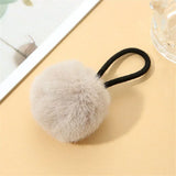 Cute Fur Ball Plush Hair Rope High Elastic Black Hair Ties With Pompom Women Toddler Girls Ponytail Holder Seamless Rubber Bands