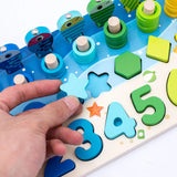 Kids Montessori Math Toys For Toddlers Educational Wooden Puzzle Fishing Toys Number Shape Matching Sorter Games Board Toy Gift