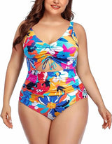 One Piece Floral Printed Women Plus Size Swimsuits Cutout Tummy Control Sexy Swimwear 2024 Summer Female Monokini Bathing Suit