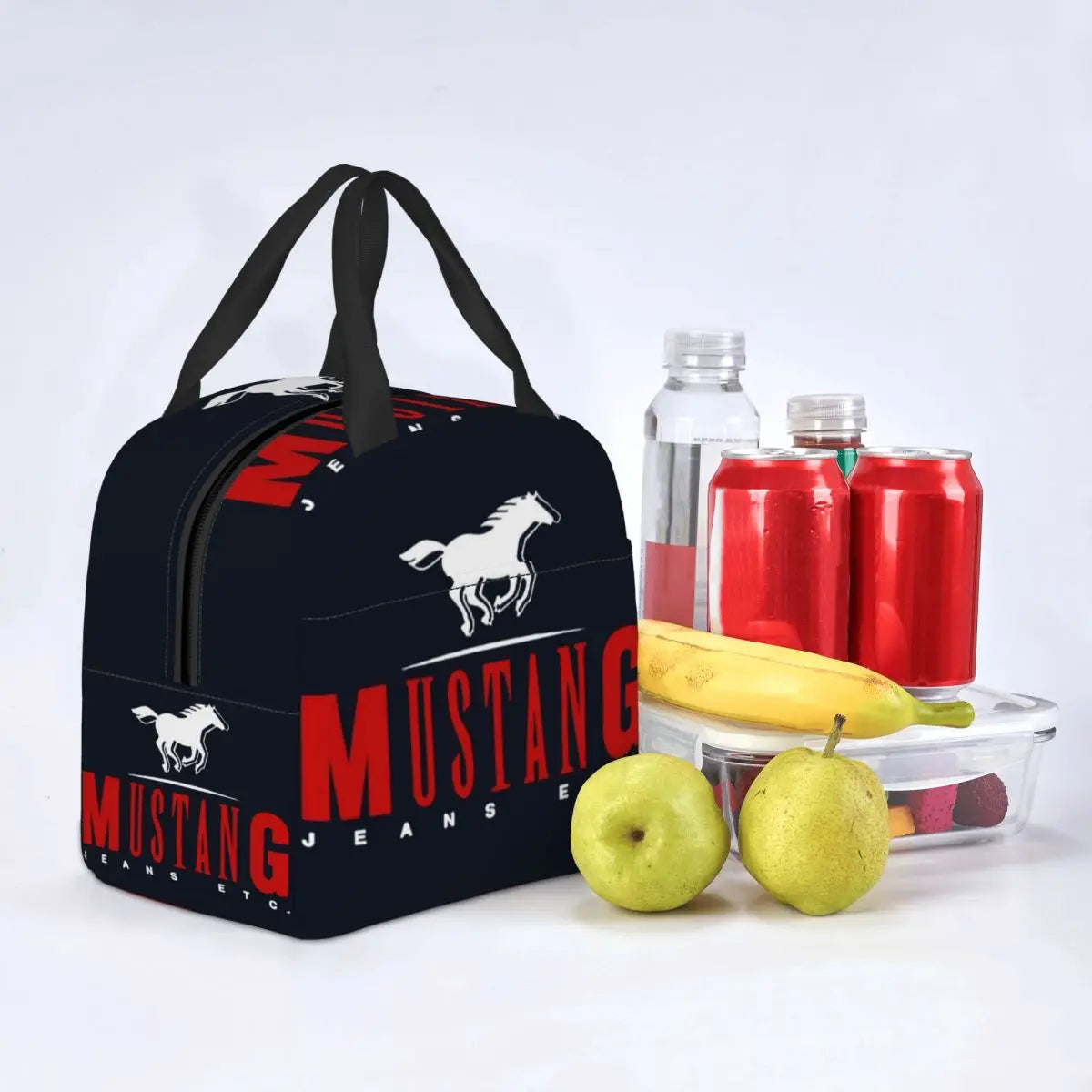 Top High Quality Mustang Jeans Thermal Insulated Lunch Bags Reusable Bento Pouch Large Tote Lunch Box Picnic Boy Girl