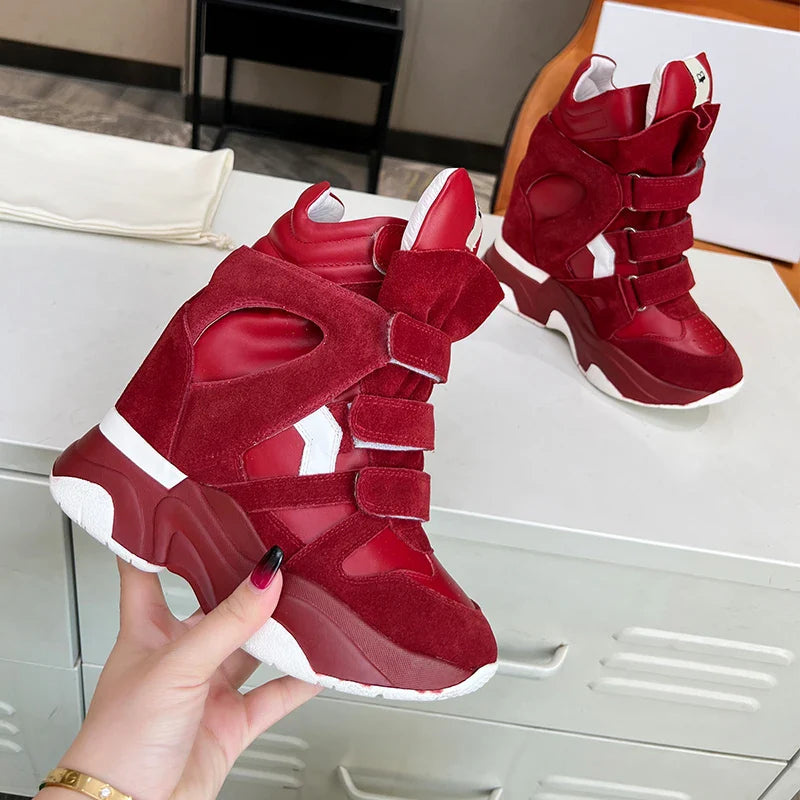 High quality luxury designer 2024 new women's high top sports casual shoes real cowhide motorcycle ankle boots